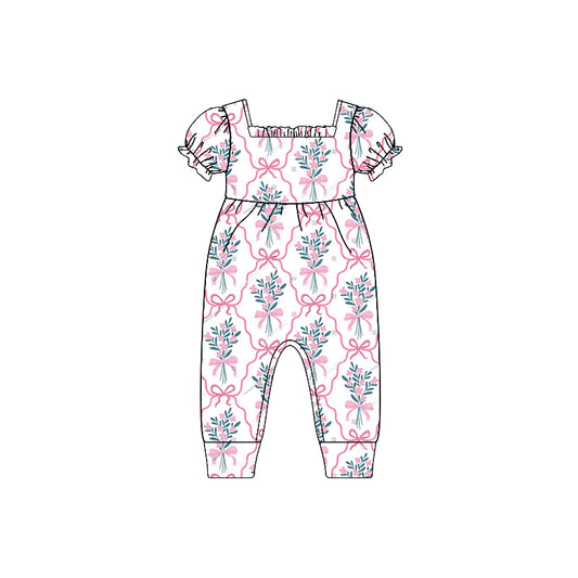 Baby Infant Girls Flowers Leaves Bow Rompers preorder