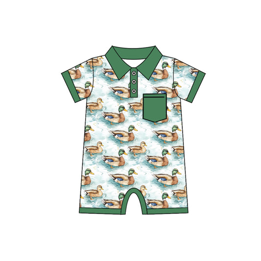 Baby Infant Boys Ducks Mallard Hunting Pocket Rompers preorder
