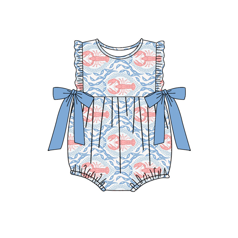 Baby Infant Girls Crawfish Bows Rompers preorder