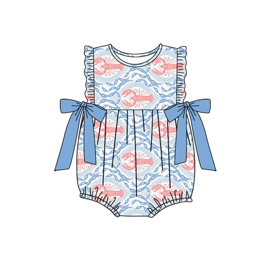 Baby Infant Girls Crawfish Bows Rompers preorder