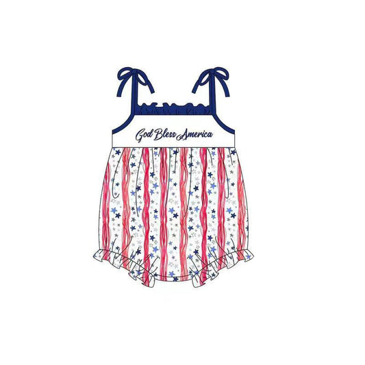Baby Infant Girls 4th Of July God Bless America Rompers preorder