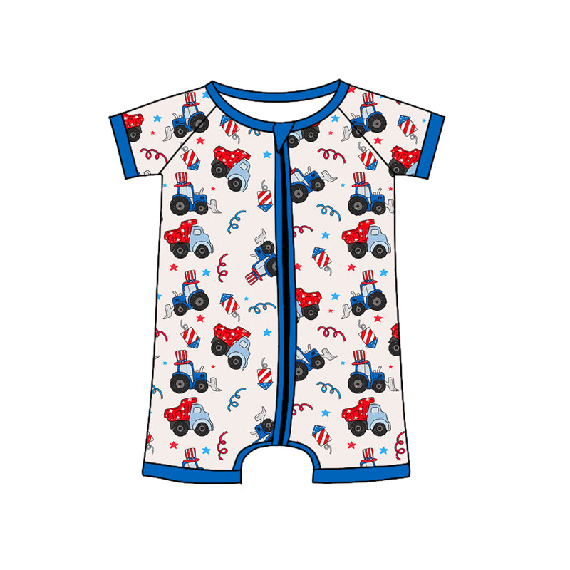 Baby Infant Boys Construction Zip Rompers preorder