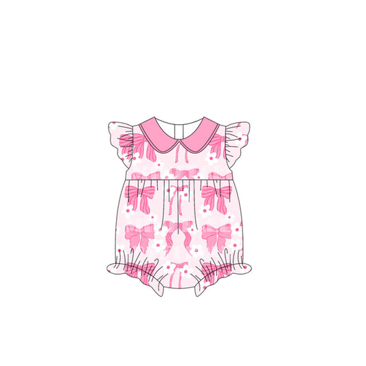 Baby Infant Girls Pink Bows Flowers Collar Rompers preorder