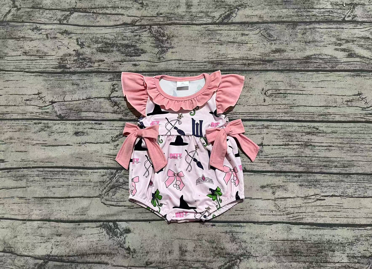 Baby Infant Girls Pink Princess Bow Ruffle Rompers