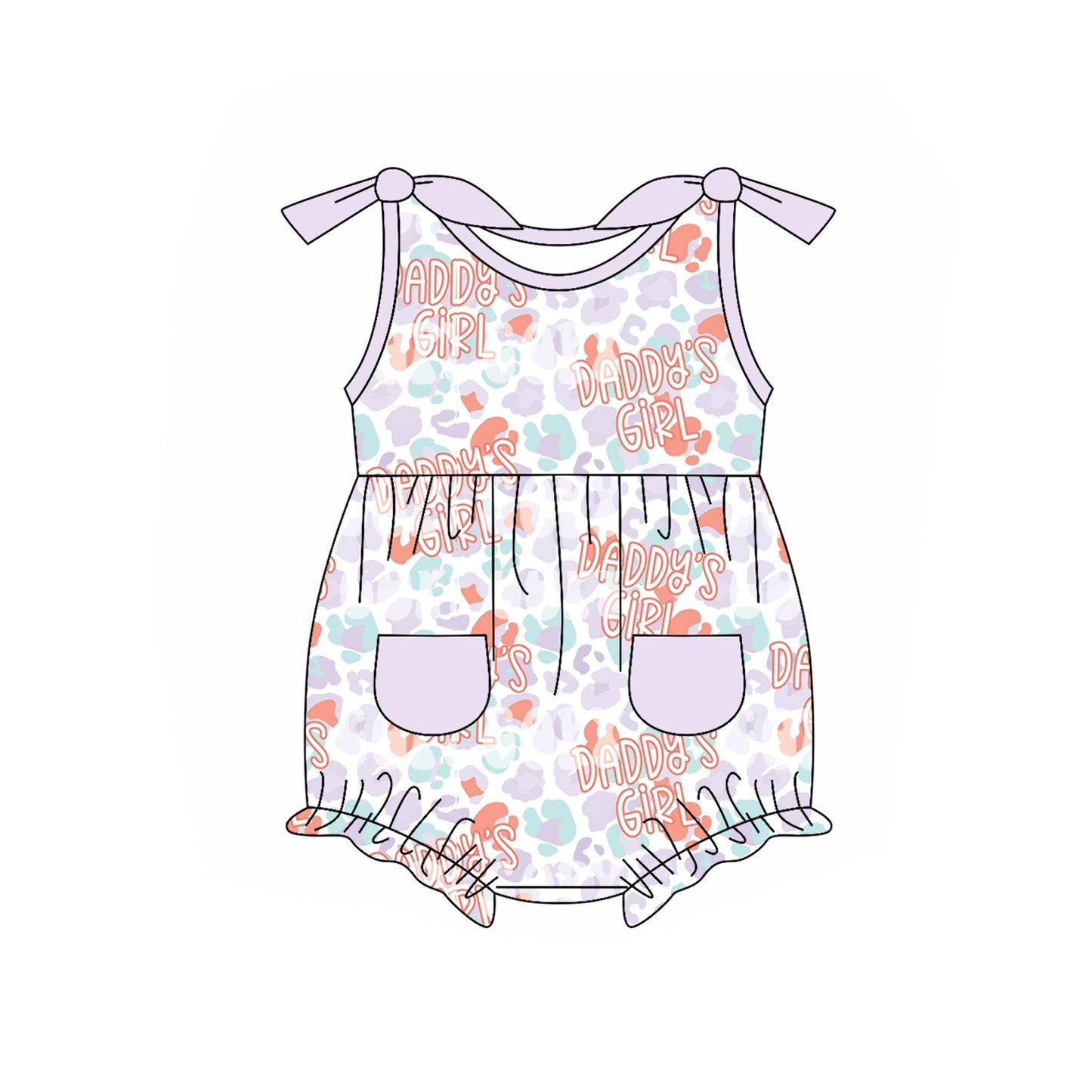 Baby Infant Girls Lavender Daddy's Girl Leopard Rompers preorder