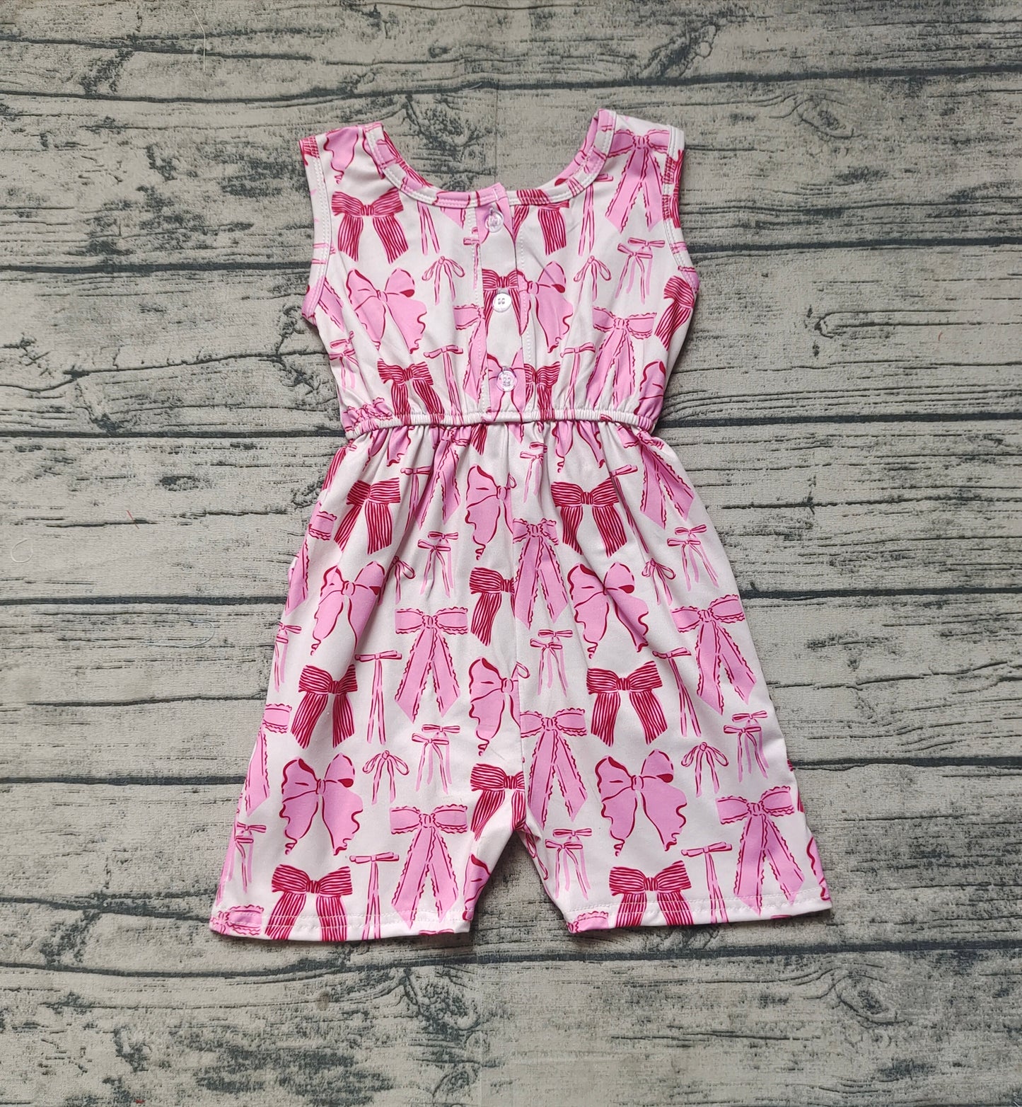 Baby Girls Pink Bows Sleeveless Pockets Jumpsuits