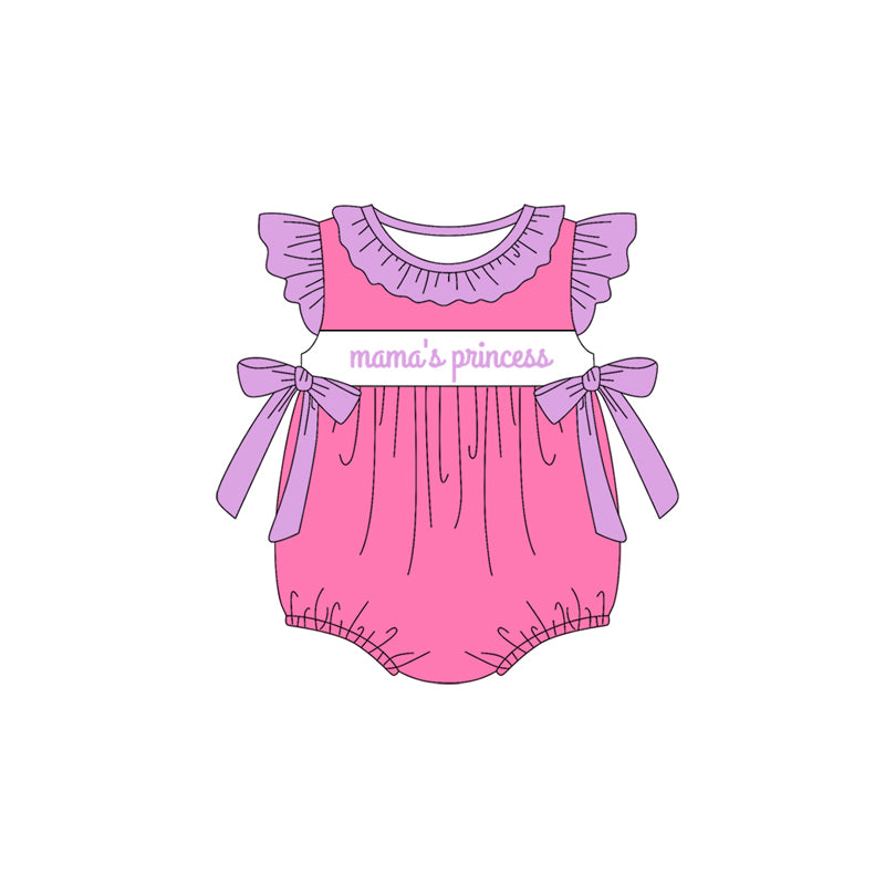 Baby Infant Girls Pink Mama's Princess Bows Rompers preorder