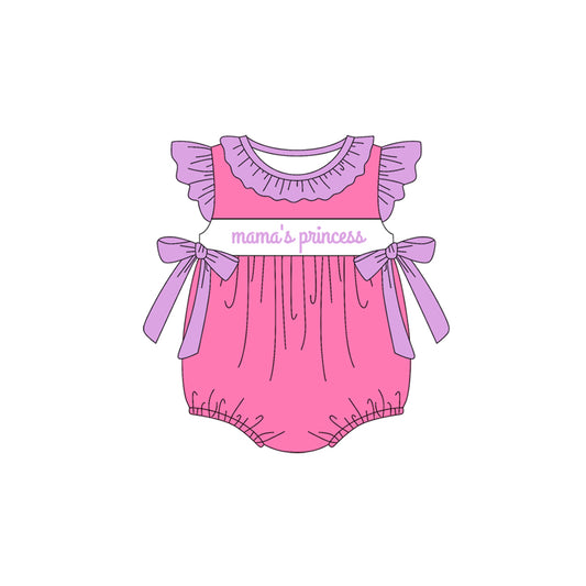 Baby Infant Girls Pink Mama's Princess Bows Rompers preorder