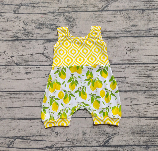 Baby Infant Girls Lemon Leaves Sleeveless Rompers