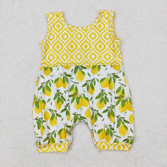 Baby Infant Girls Lemon Leaves Sleeveless Rompers