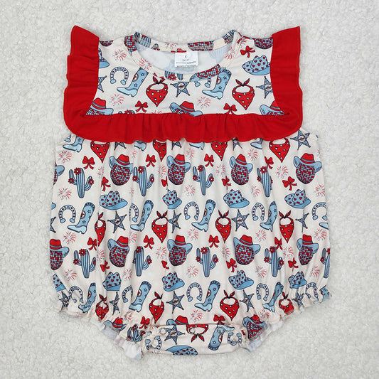 Baby Infant Girls 4th Of July Western Hats Cactus Rompers