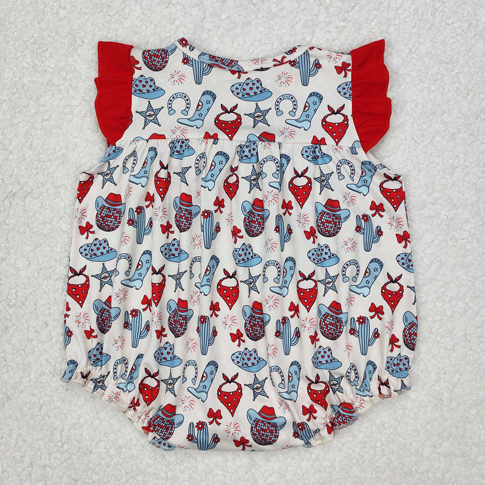 Baby Infant Girls 4th Of July Western Hats Cactus Rompers