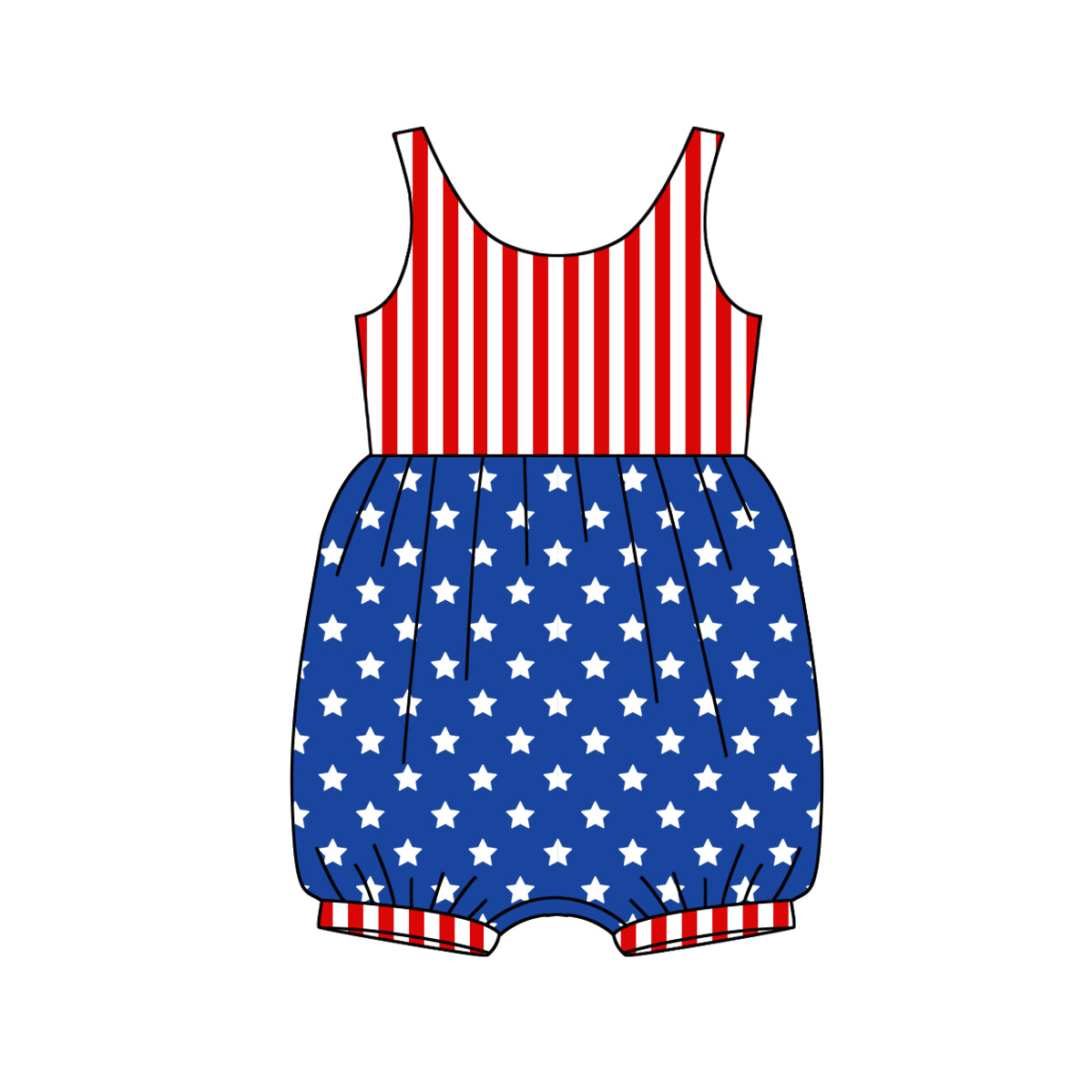 Baby Infant Girls 4th Of July Stars Sleeveless Rompers preorder