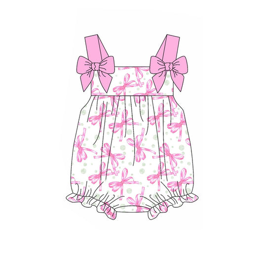 Baby Infant Girls Pink Bows Straps Rompers preorder