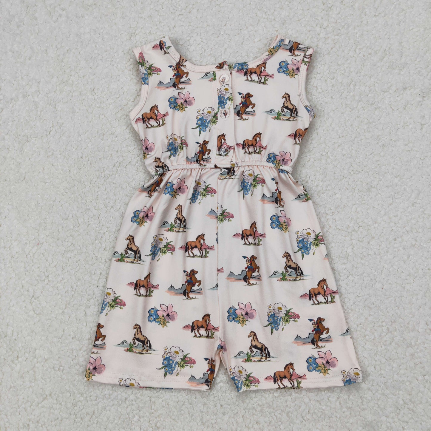 Sibling Baby Girls Horse Rodeos Flowers Western Ruffle Rompers Dress Jumpsuits