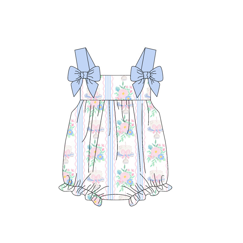 Baby Infant Girls Flowers Cakes Straps Bows Rompers preorder