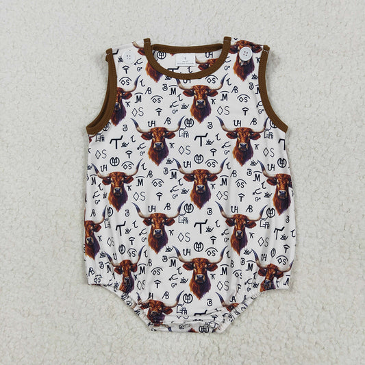 Baby Infant Boys Western Cow Branded Rompers