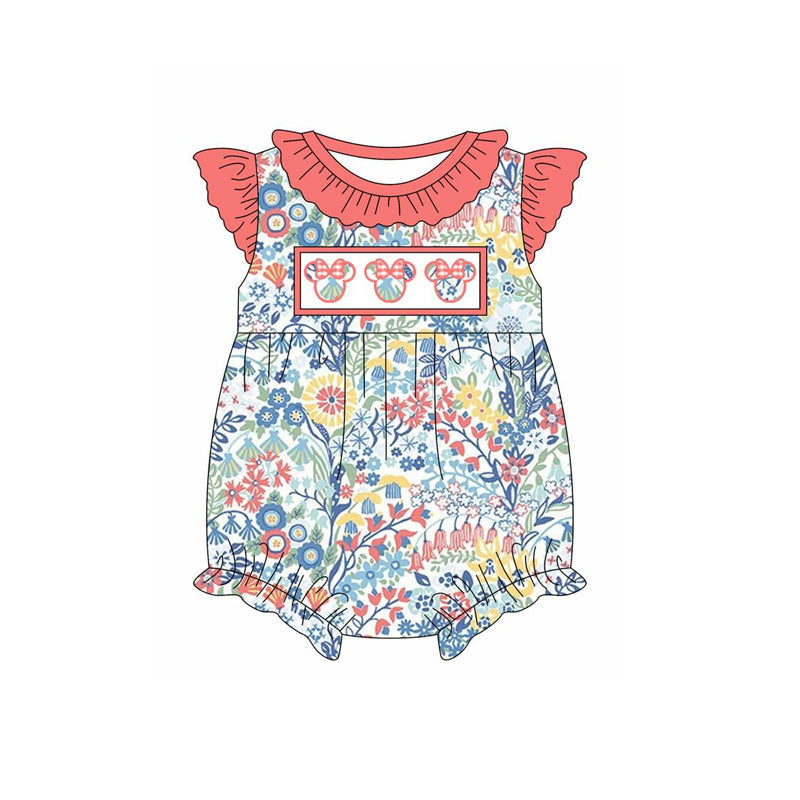 Baby Infant Girls Cartoon Flowers Flutter Sleeve Rompers preorder