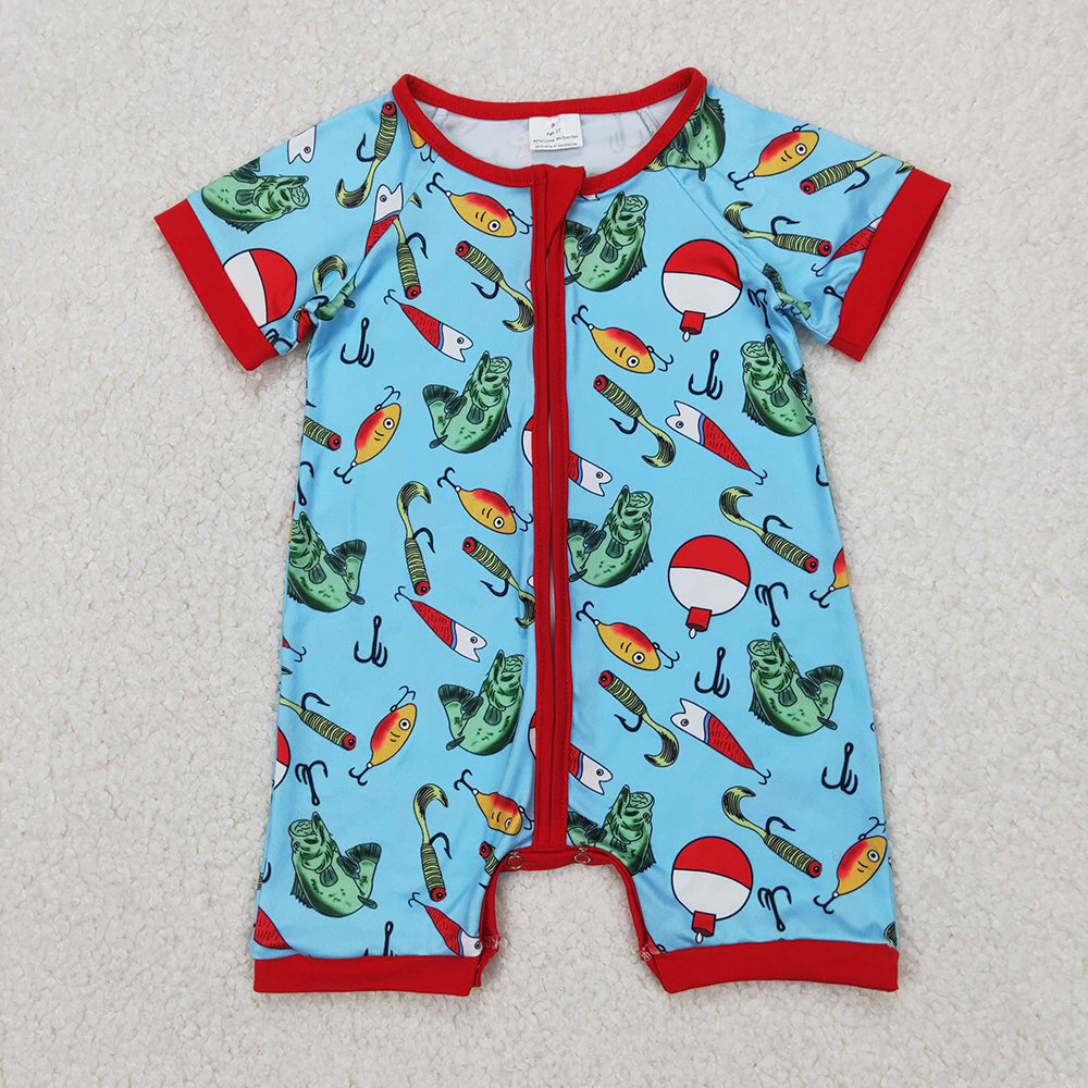 Baby Infant Boys Fishing Float Zip Rompers