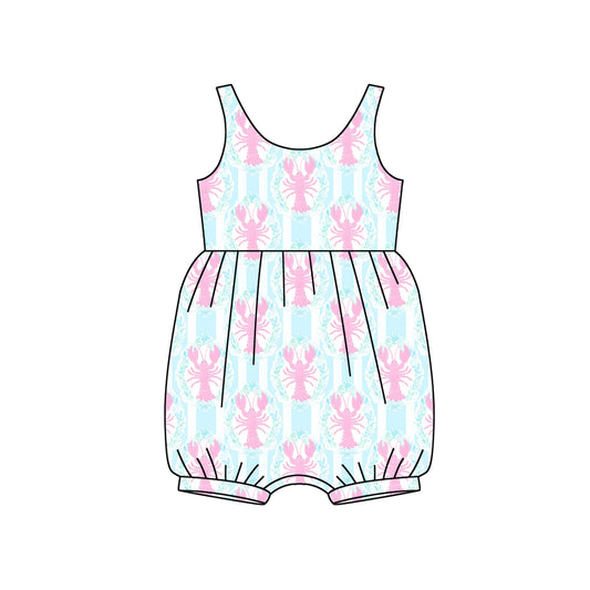 Baby Infant Girls Crawfish Blue Flowers Rompers preorder