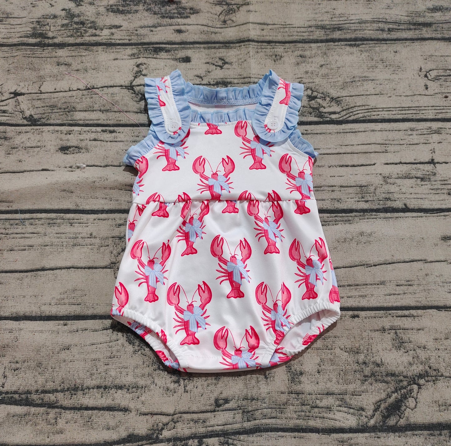Baby Infant Girls Crawfish Bows Straps Rompers