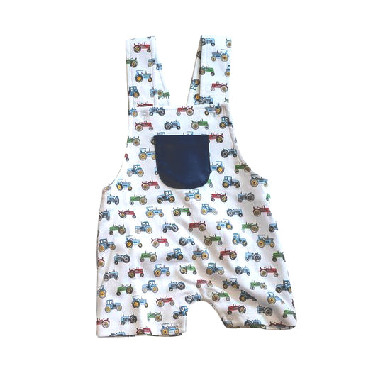 Baby Infant Boys Tractor Pocket Straps Rompers preorder