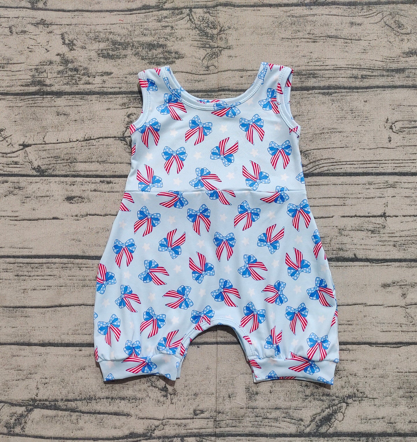 Baby Infant Girls 4th Of July Bows Summer Rompers