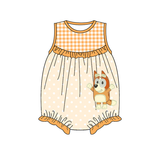 Baby Infant Girls Orange Dots Dogs Sleeveless Rompers preorder