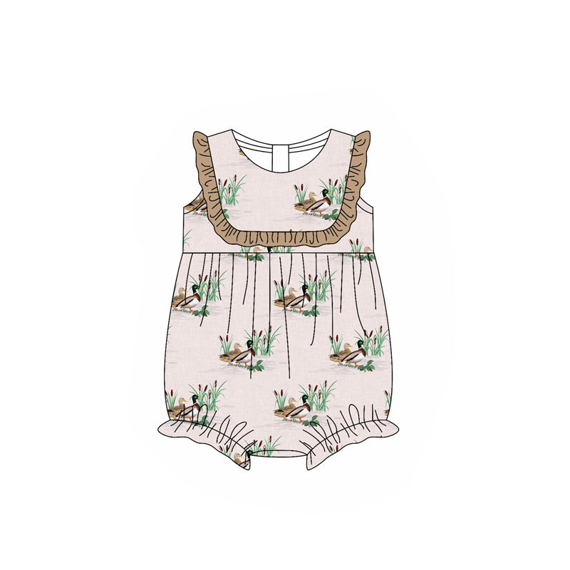 Baby Infant Girls Mallard Ducks Sleeveless Rompers preorder