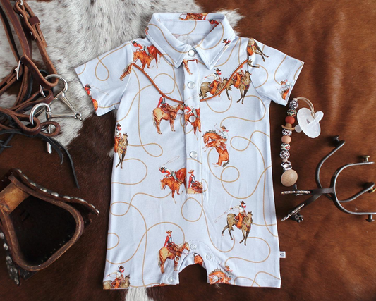 Baby Infant Boys Western Rodeo Cowboy Rompers preorder