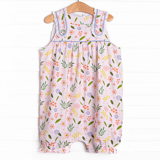 Baby Infant Girls Pink Flowers Straps Rompers preorder