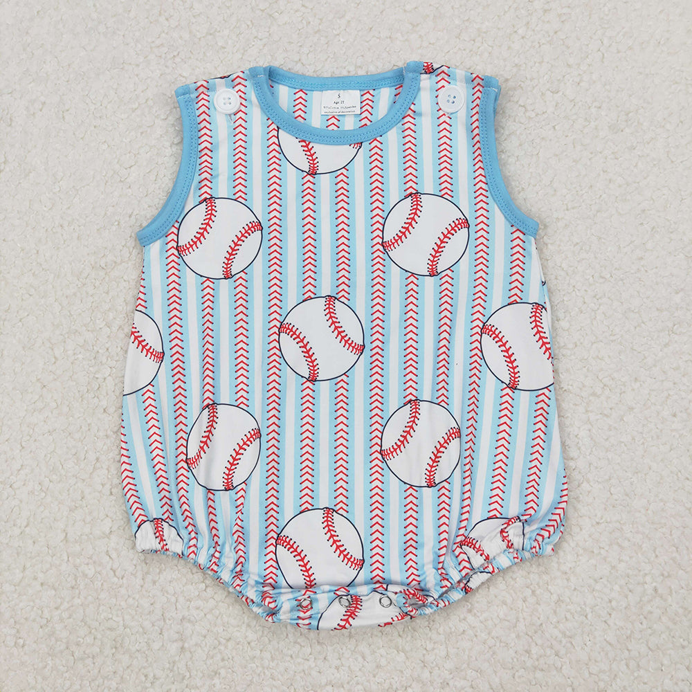 Baby Infant Boys Baseball Stripes Sleeveless Rompers