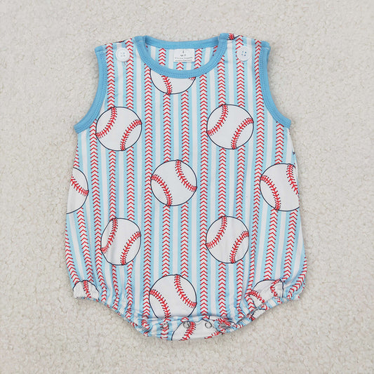 Baby Infant Boys Baseball Stripes Sleeveless Rompers