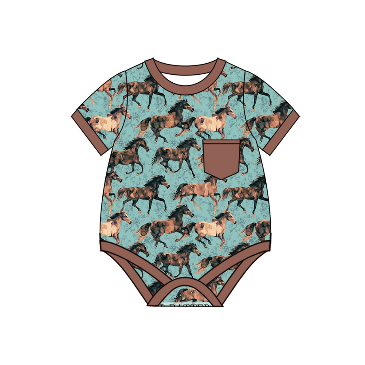 Baby Infant Boys Western Horse Pocket Rompers preorder