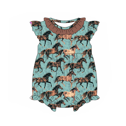 Baby Infant Girls Western Horse Rompers preorder
