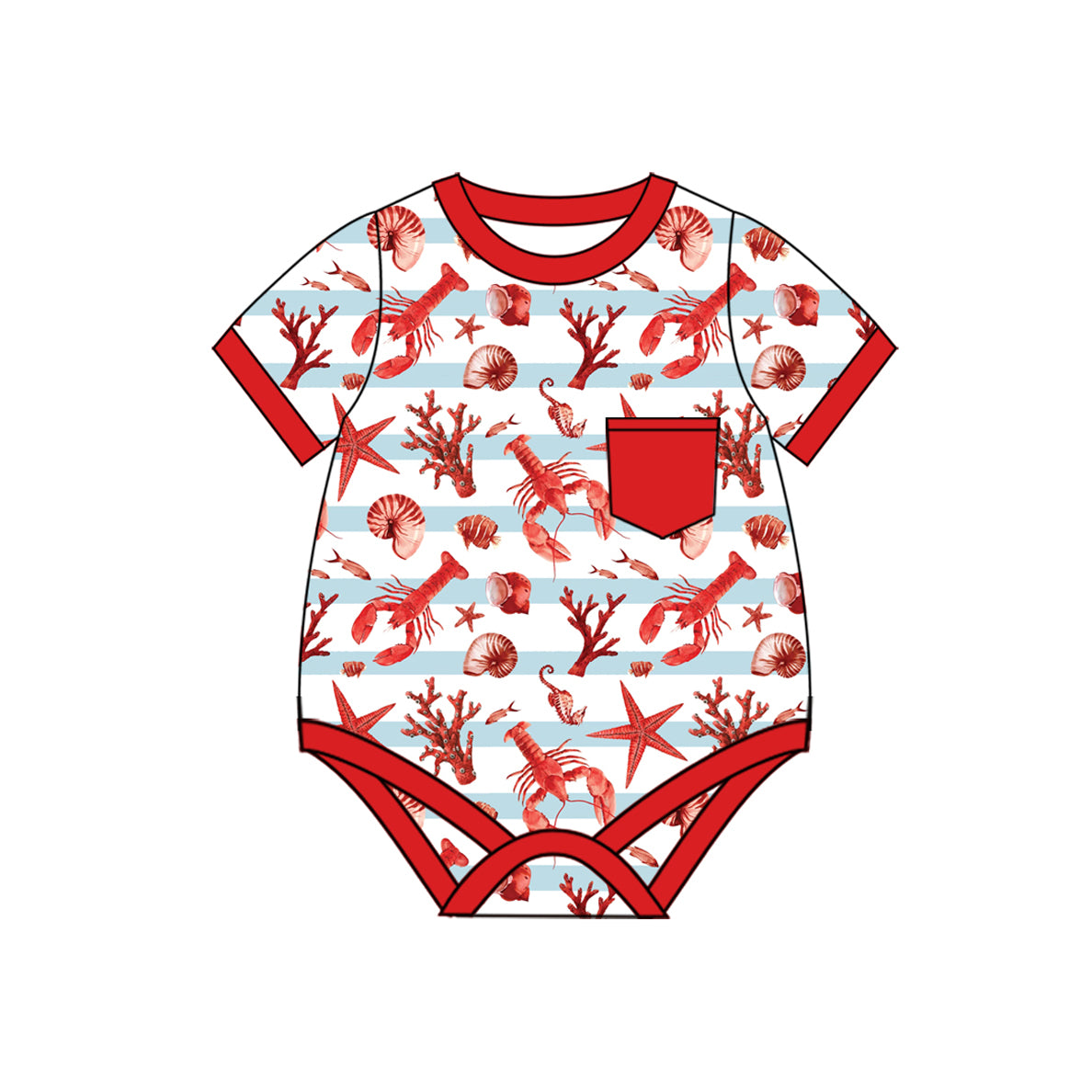 Baby Infant Boys Crawfish Pocket Rompers preorder