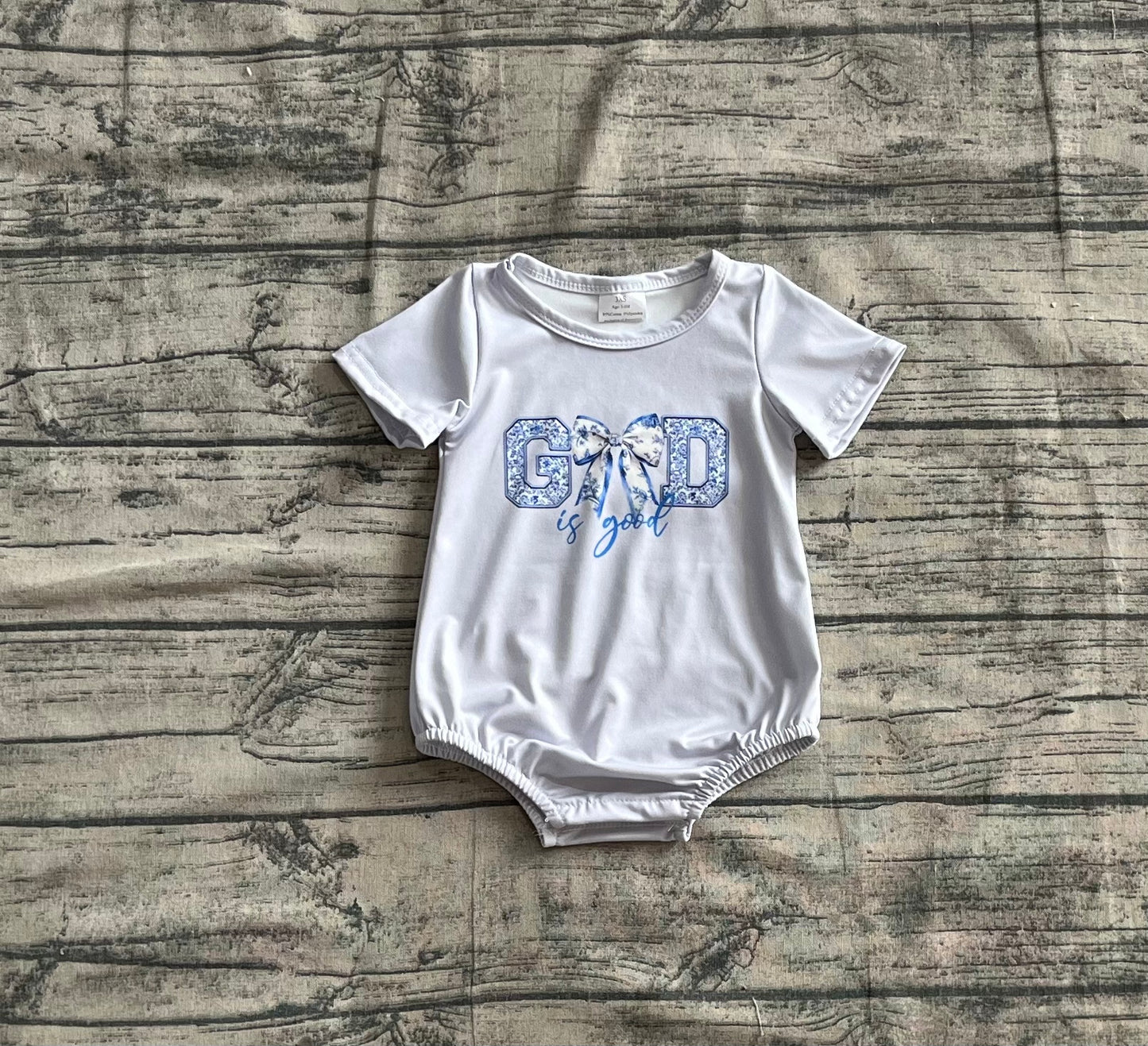 Baby Infant Girls Grey God Is Good Bow Rompers
