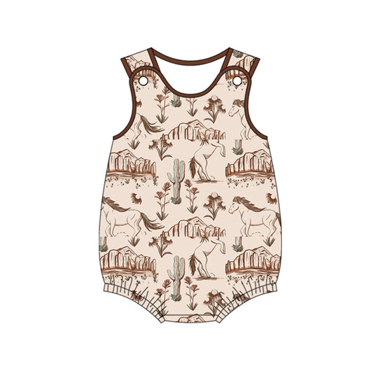 Baby Infant Boys Western Rodeo Horse Cactus Rompers preorder