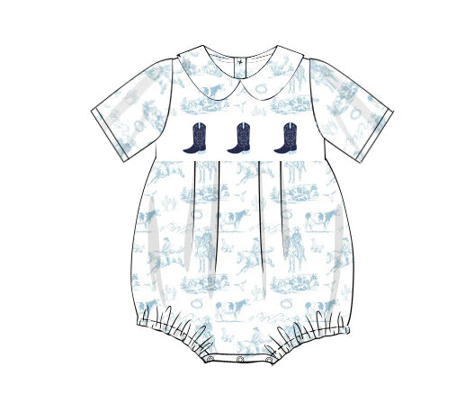 Baby Infant Boys Western Rodeo Boots Rompers preorder