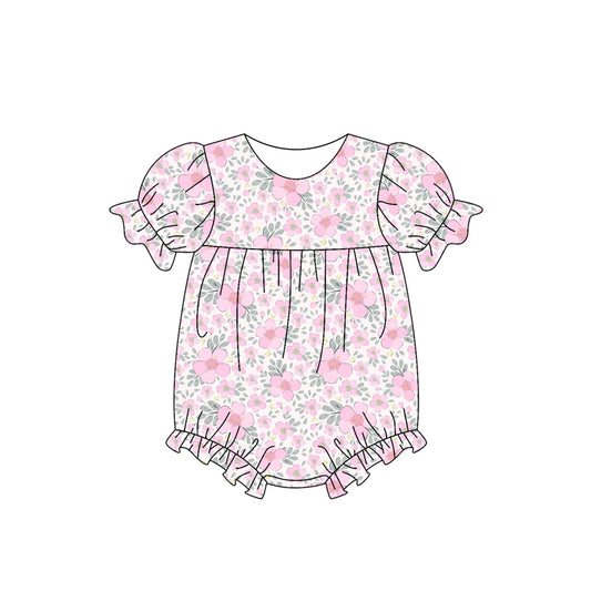Baby Infant Girls Pink Flowers Leaves Rompers preorder