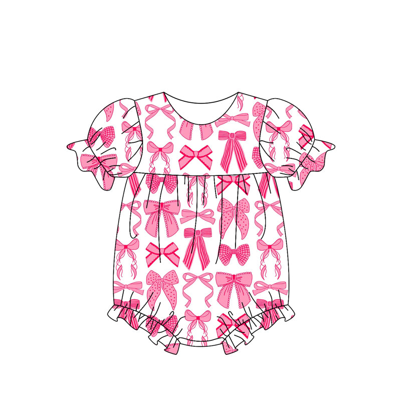 Baby Infant Girls Pink Coquette Bows Rompers preorder