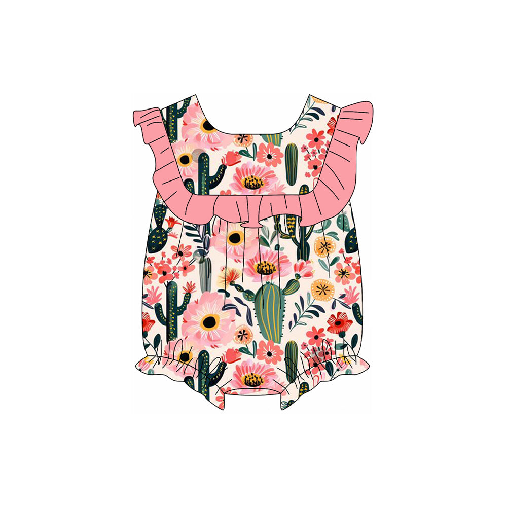 Baby Infant Girls Western Cactus Flowers Rompers preorder