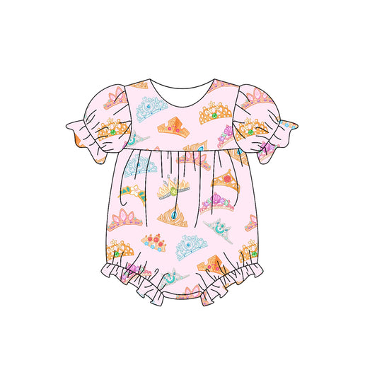 Preorder moq 5 Baby Infant Girls Pink Craw Short Sleeve Rompers
