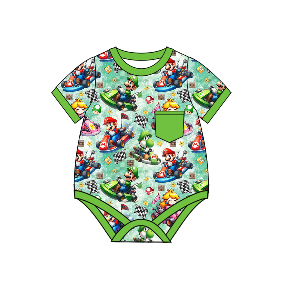 Baby Infant Boys Green Cartoon Short Sleeve Rompers preorder