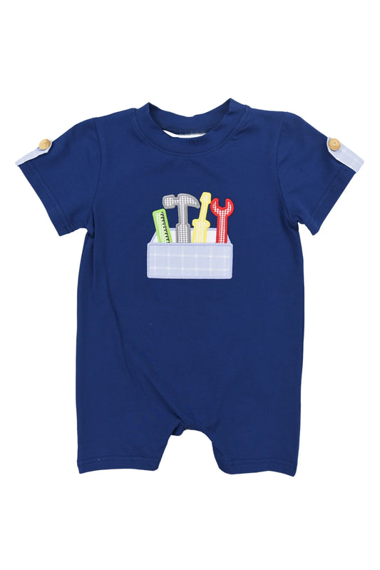 Baby Infant Boys Navy Tools Short Sleeve Rompers preorder