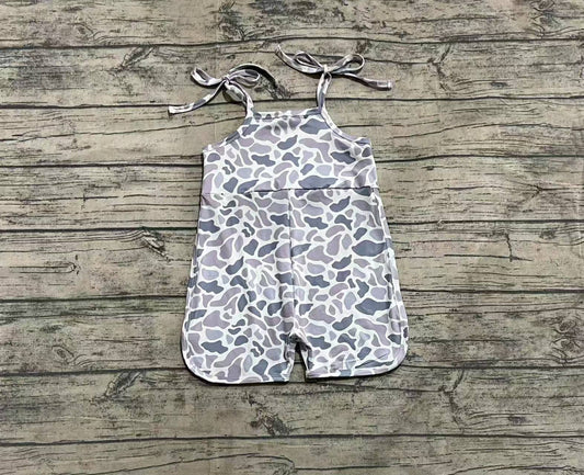 Baby Girls Grey Camouflage Straps Jumpsuits