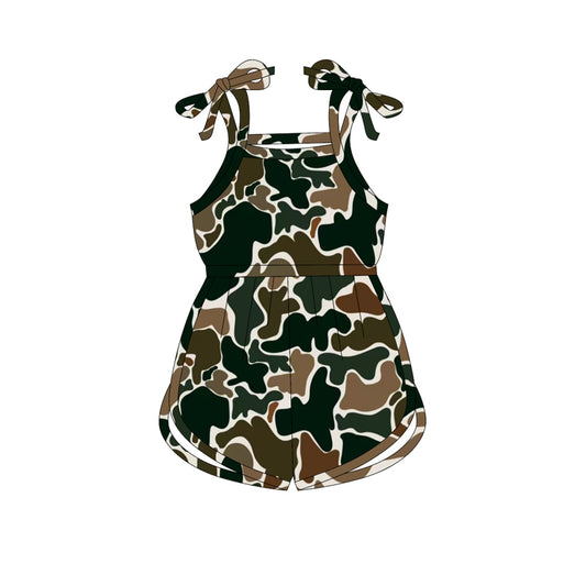 Baby Girls Brown Duck Camouflage Straps Jumpsuits preorder