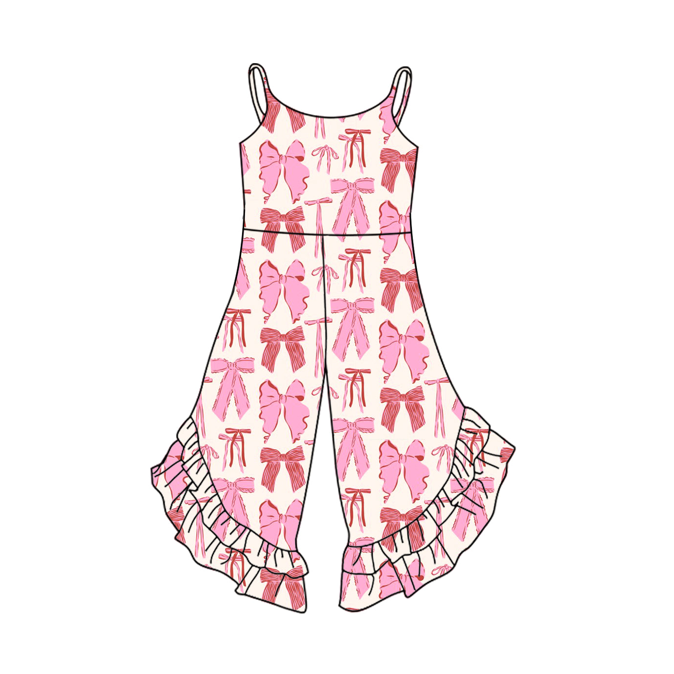 Baby Girls Coquette Bows Pink Straps Jumpsuits preorder