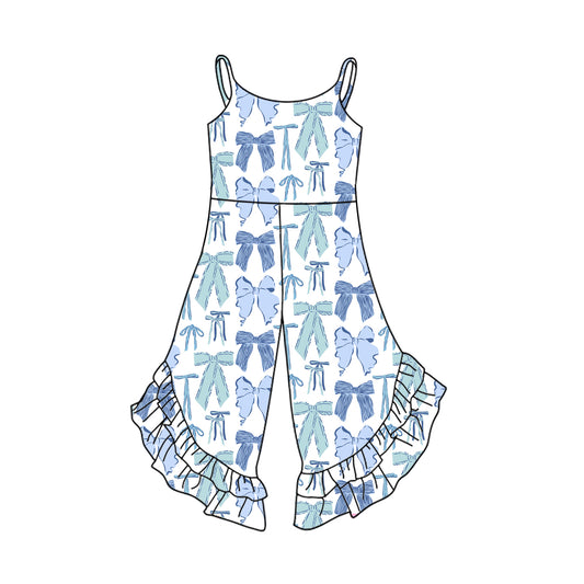 Baby Girls Coquette Bows Blue Straps Jumpsuits preorder