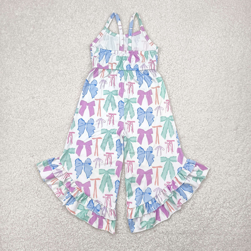 Baby Girls Coquette Bows Colorful Straps Jumpsuits